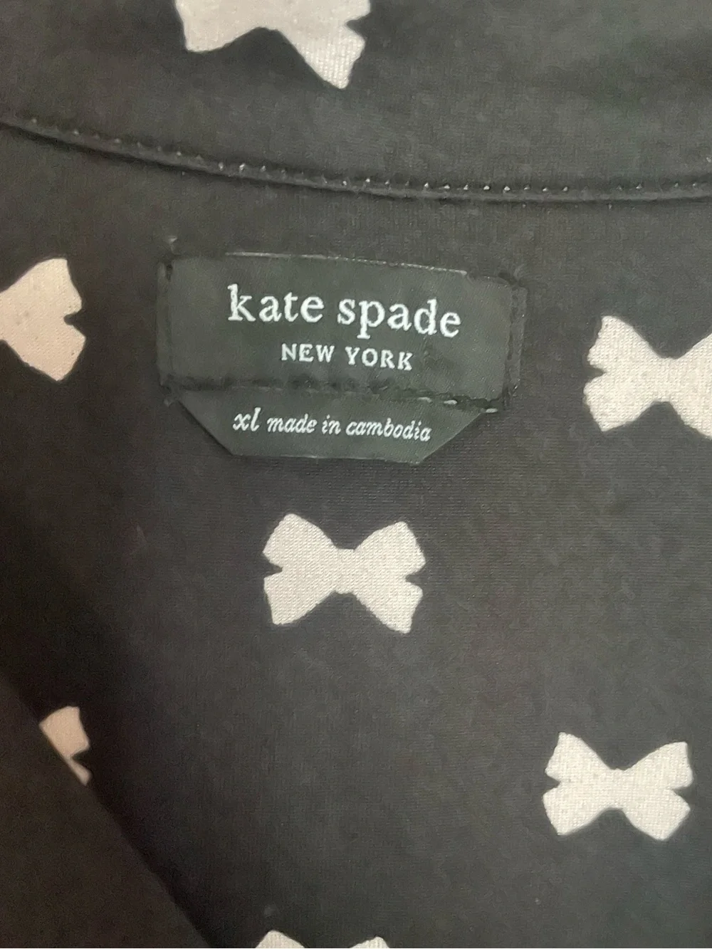 Kate Spade Bow Tie Notched Collar Short Sleeve Pajama Top Sleep Shirt XL